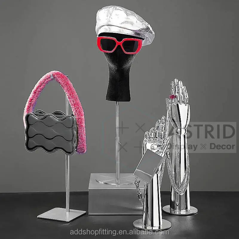 Modern Eco-Friendly Black Velvet Head Mannequin Cap Hat Hair Wig Display Stand for Retail Store