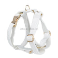 Pure White in Stock Customizable logo Luxury Velvet Pet Dog Harnesses Set Collar and Leash Accessories Cheap ODM OEM Wholesale MegaBDM