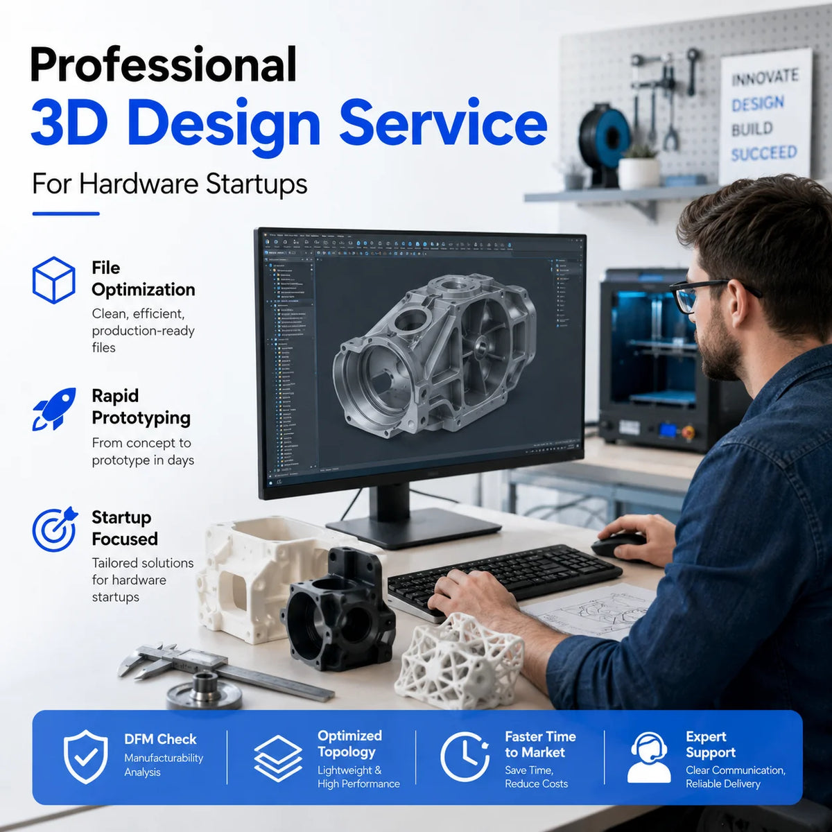Professional Custom 3D Design Service with File Optimization Rapid Prototyping for Hardware Startups MegaBDM