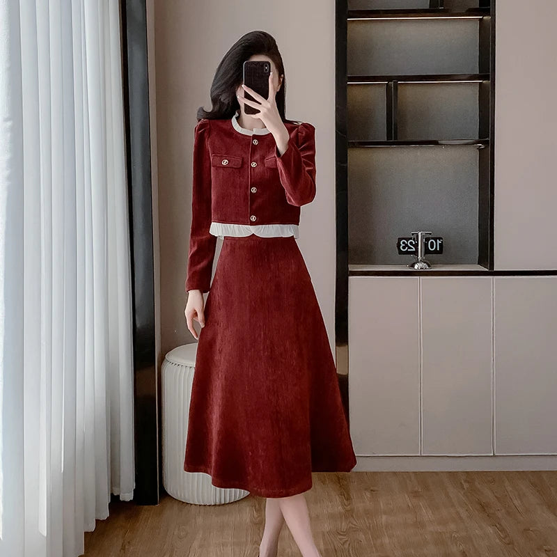 Fall Casual 2 Piece Set for Women O-Neck Top And Set Clothing Wholesale