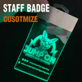 Staff Badge Custom Rechargeable LED Light Premium Acrylic 3mm Thickness Certified 60x120mm Transparent Logo Employee Corporate MegaBDM