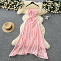 2025 Summer Roman Tunic Casual Midi Dress For Women Empire Embroidery Lace Dress