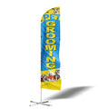 Custom 70x350 cm 100D Polyester Waterproof Lightweight Portable Outdoor Beach Flag Feather Flag Pole Base Pet Shop Banner