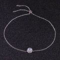 U16A Abiding Hot Selling Adjustable 925 Sterling Silver Charm Bracelet Cz Halo 5MM Moonstone Gemstone Link Chain Anklet Bracelet