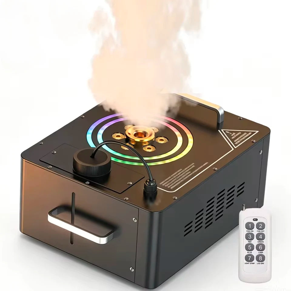 U`King 1200w RGB LED Effect Fog Machine Remote & DMX Control Colorful Light Strips Smoke Machine for DJ Disco Party Christmas MegaBDM