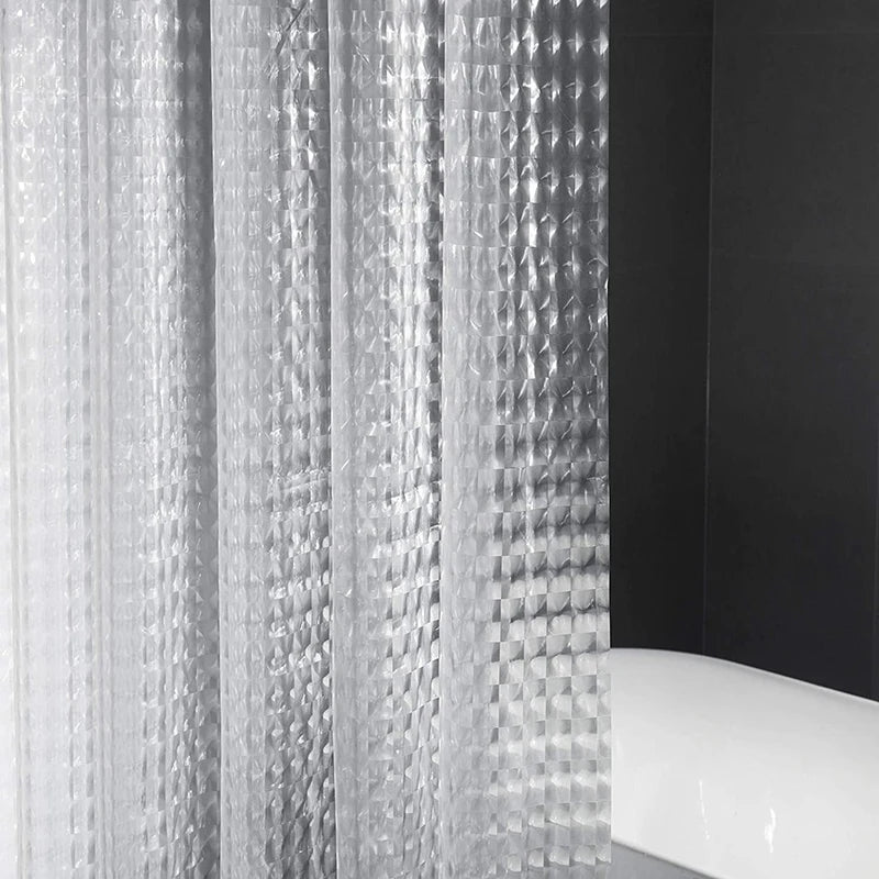 Clear Shower Curtain Waterproof White Plastic Bath Curtains Liner Transparent Bathroom Mildew PEVA Home Luxury with Hooks