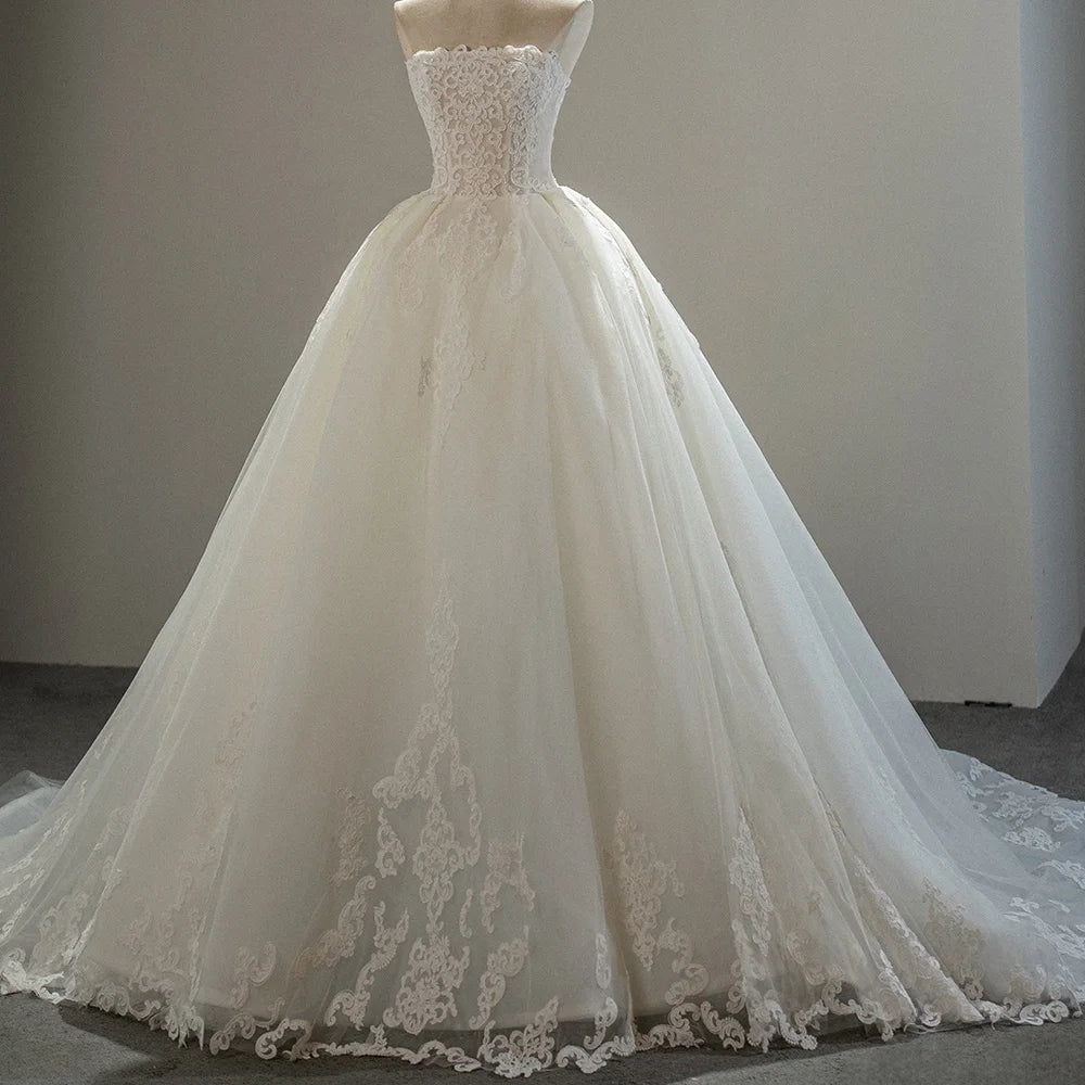 Jancember SFY223 Fashion Strapless Empire Lace Wedding Dresses for Bridal Women
