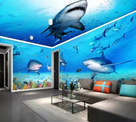 Customized Fantasy Sea Animals Whole House Background Decoration 3D Wallpaper