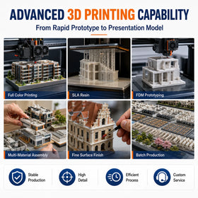 High Precision Multi-Material 3D Printed Parts with Full Color Finish for Architectural Scale Models