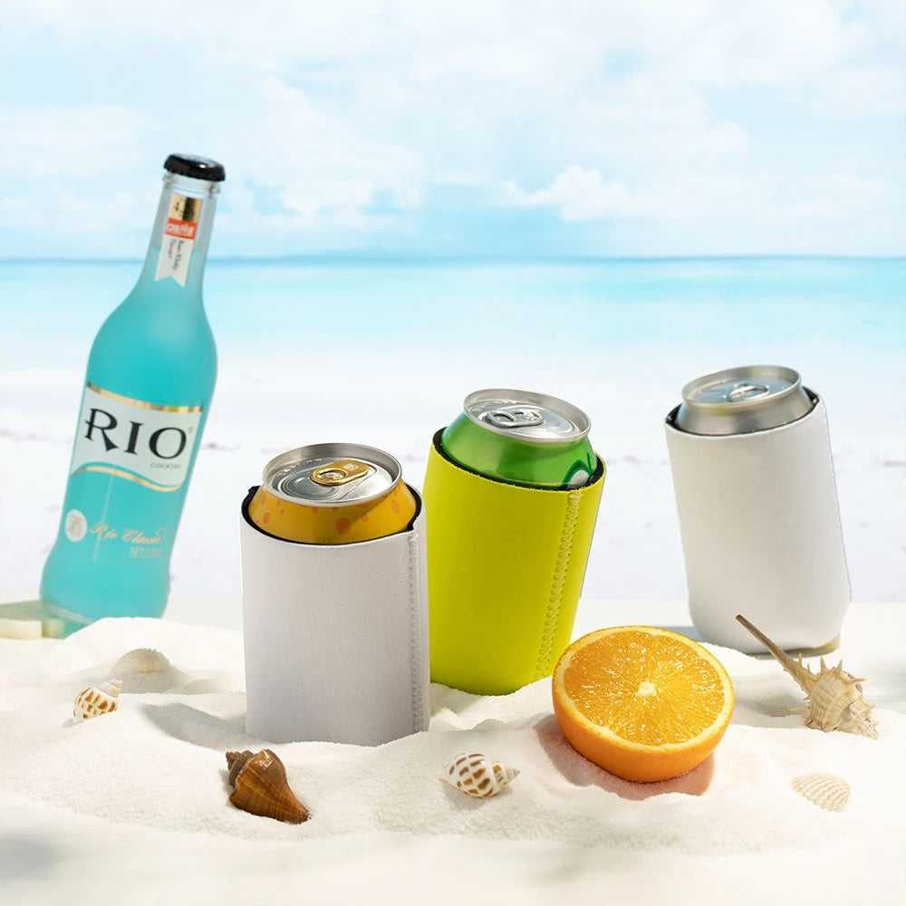 Manufacturer Direct Price Ready to Ship LOPO Sublimation Neoprene Insulated & Portable Open-top Can Cooler White Personalization