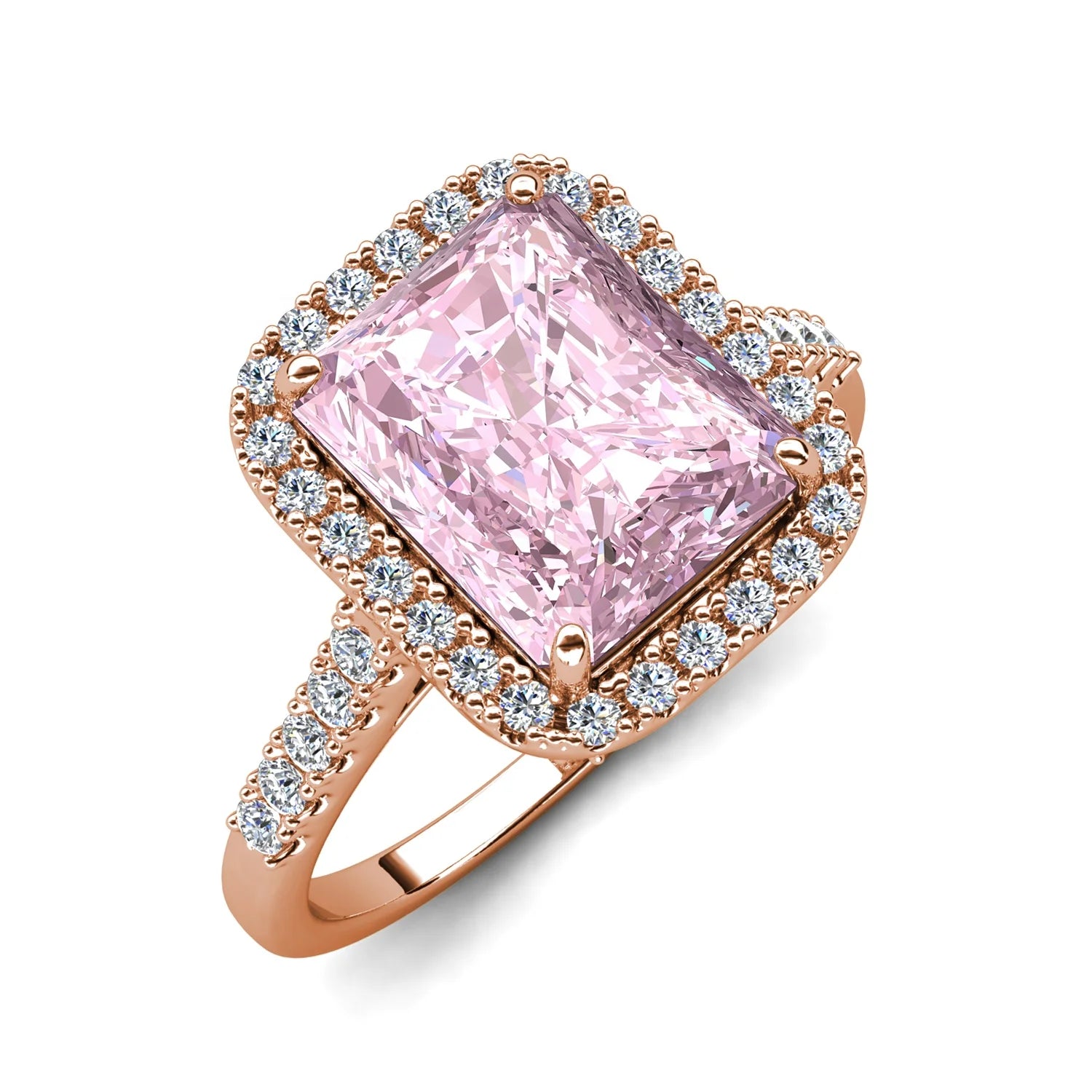 Fancy Pink Crushed Ice Stone Fine Jewelry 925 Silver 18K Rose Gold Engagement Ring for Women Exclusive Destiny Jewellery