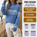FNJIA Christmas Sweaters for Women Jacquard Knit Jumper Blue Snowflake Mockneck Chenille Sweater Pullover Winter Knitwear OEM MegaBDM