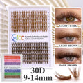Brown Mix Colored Handmade Synthetic Hair Individual Lashes Colored Cluster False Lashes Black Cotton Stalk 30D 9-14mm MegaBDM