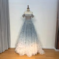 Jancember LSMZ02 Fashion Gradient Color Off Shoulder A-line Ruffle Evening Prom Dresses
