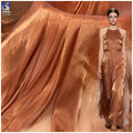 YX1389 Bestselling Polyester Coffee Brown 50gsm Glossy Smooth Crepe Organza Fabric for Making Woman's Dresses MegaBDM