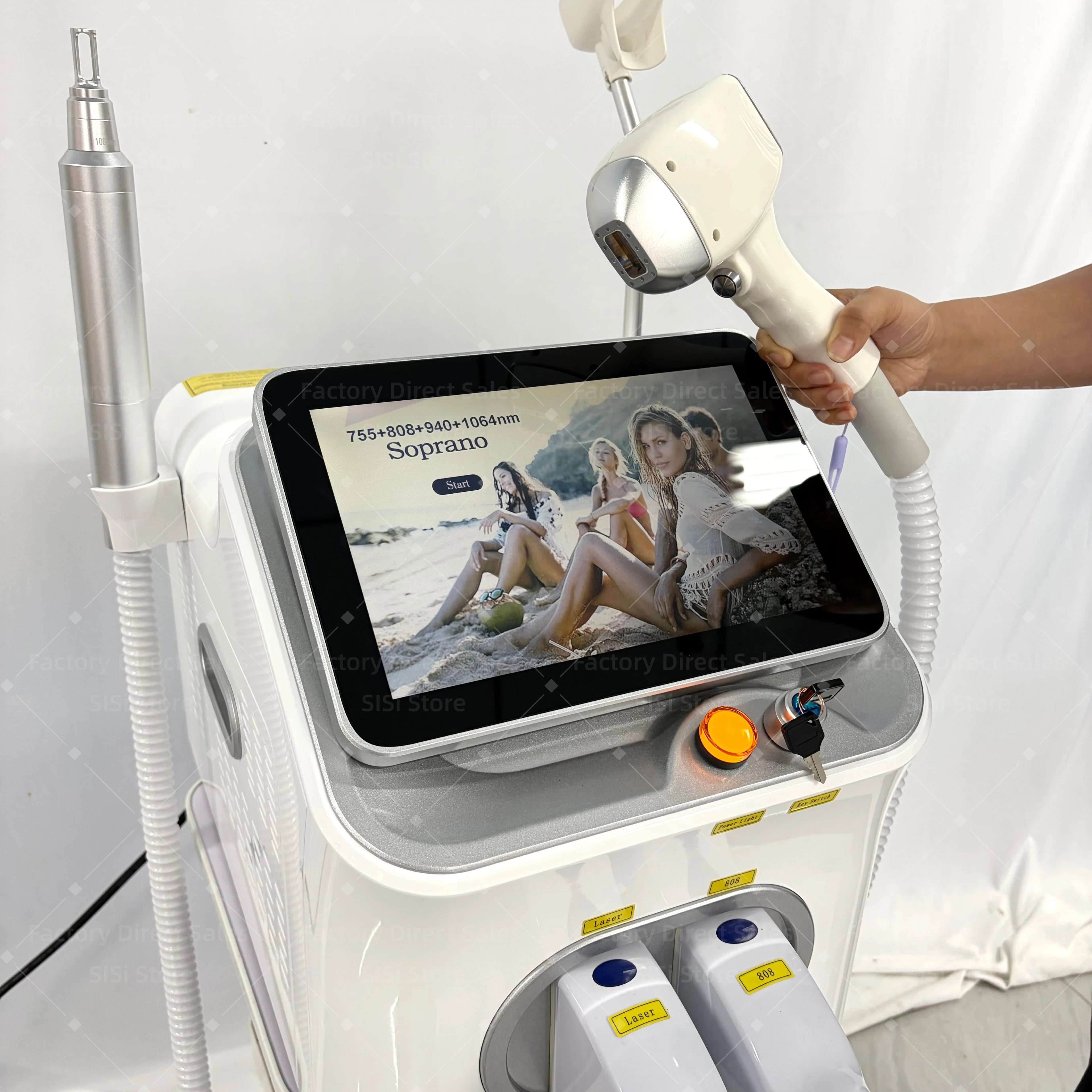 5000W FAC 2-in-1 Professional 4-Pole 808 Diode Laser Permanent Painless Hair Removal Picosecond Laser Tattoo Removal Machine