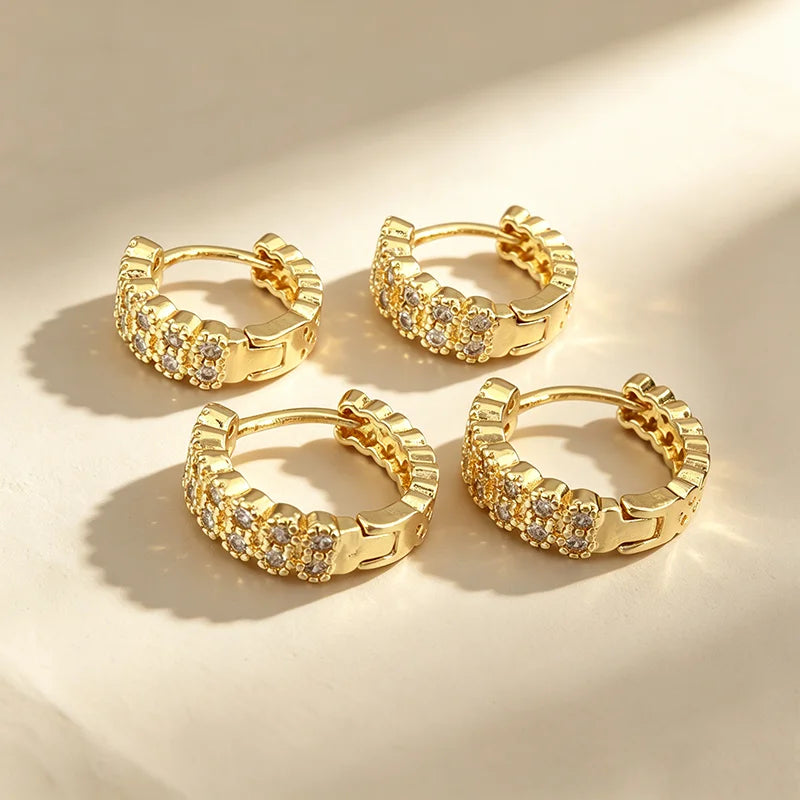 QIKU Wholesale European Style Geometric Zircon Earrings Luxury Diamond Look Party Earrings for Women