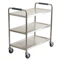 Adjustable 3-Tier Stainless Steel Utility Cart Heavy Duty Mobile Kitchen Service Trolley