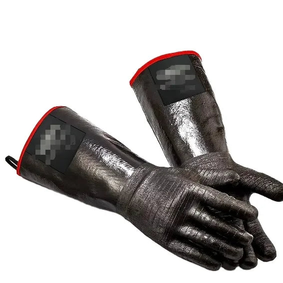 Cotton Heat-Resistant BBQ Gloves Printed Style Waterproof Easily Cleaned Cotton Lining Oven Mitts for Grill & Oven Use