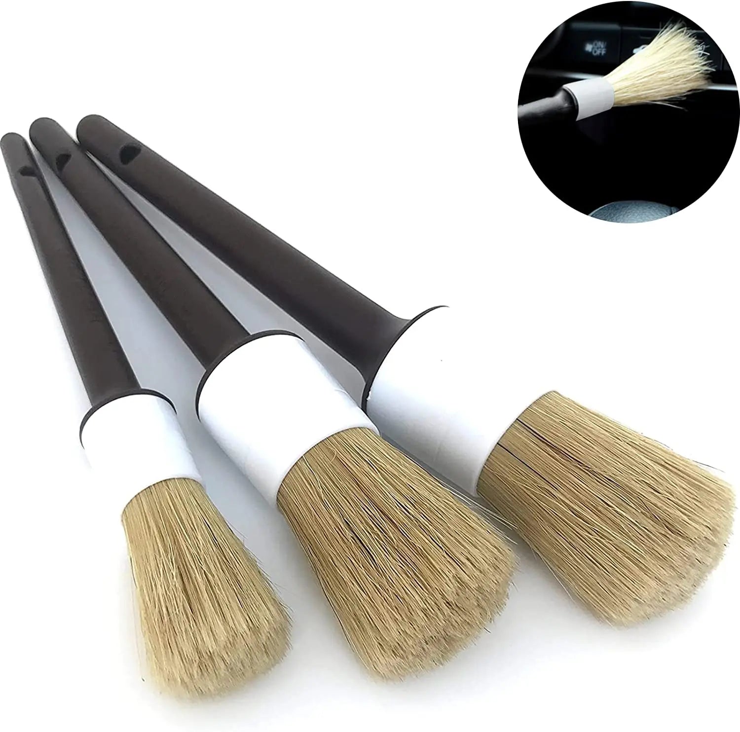 Zhenda Factory Zhenda Brush  Boar Hair  3 Pcs Set Car Detailing Wheel Cleaning Brush for Vehicle Cleaning