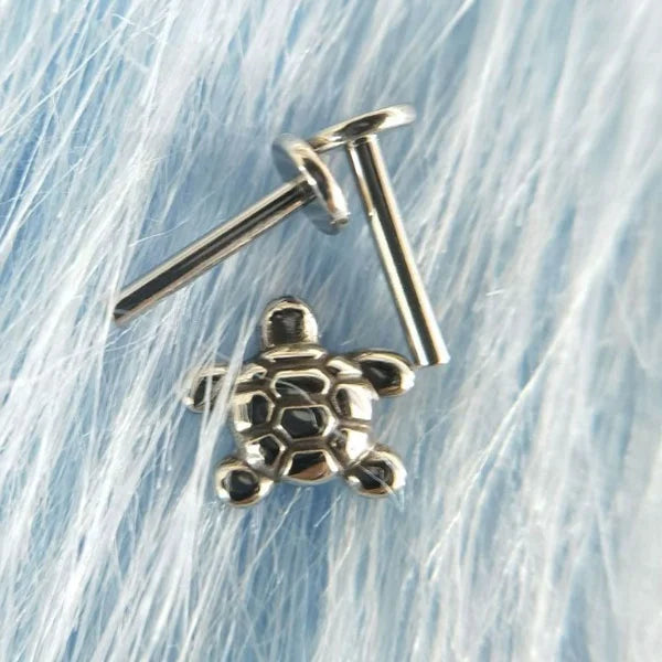 Wholesale Children's Wedding Miniature Sea Turtle Internal Thread Lip Piercing Earing G23 Titanium Flat Back Tragus Lip Piercing