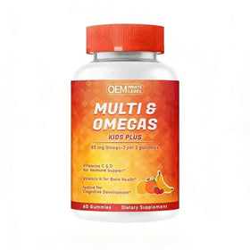 Private Label Multivitamin Gummies With Omega 3 Vitamin D3 C Vitamin B12 B6 A C & Zinc Folate for Kids