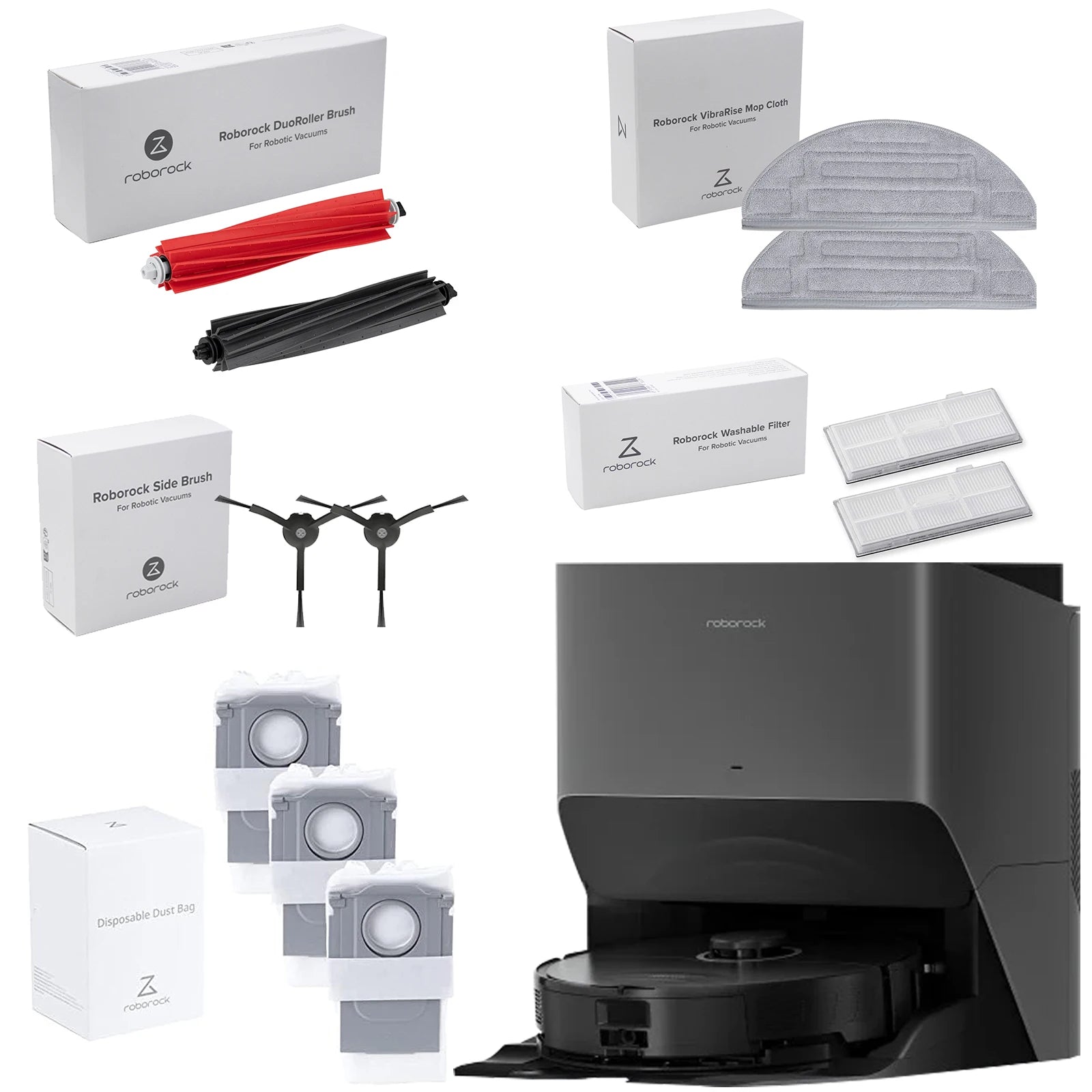 【Optional 】Original Roborock S8 Pro Ultra Robot Vacuum Accessories ,Roller brush ,Filter ,Dust bag ,Mop cloth ,Side brush Spare.