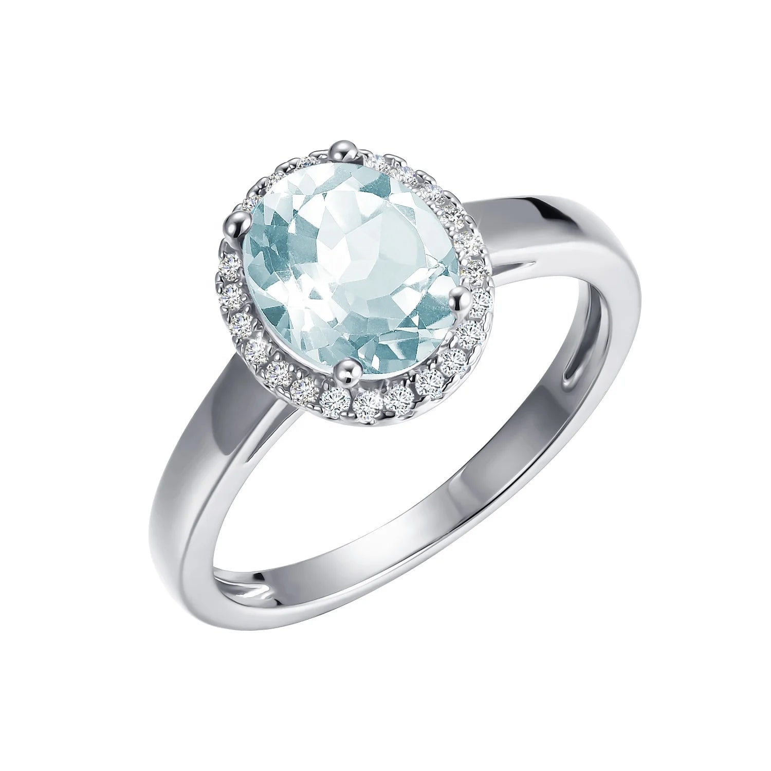 2022 New 925 Sterling Silver Natural Blue Topaz Gem Stone Oval Halo Wedding Engagement Cocktail Ring Women Destiny Jewellery