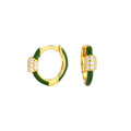 nagosa 925 sterling silver jewelry 18k gold vermeil green enamel pave cubic zirconia hoop earring carabiner hoop earring