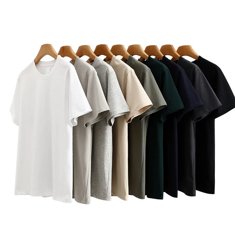 China Bangladesh Factory Price OEM Customize Logo Embroidery 220g Quick Dry Combed Cotton Japanese Style Solid Color Men T Shirt