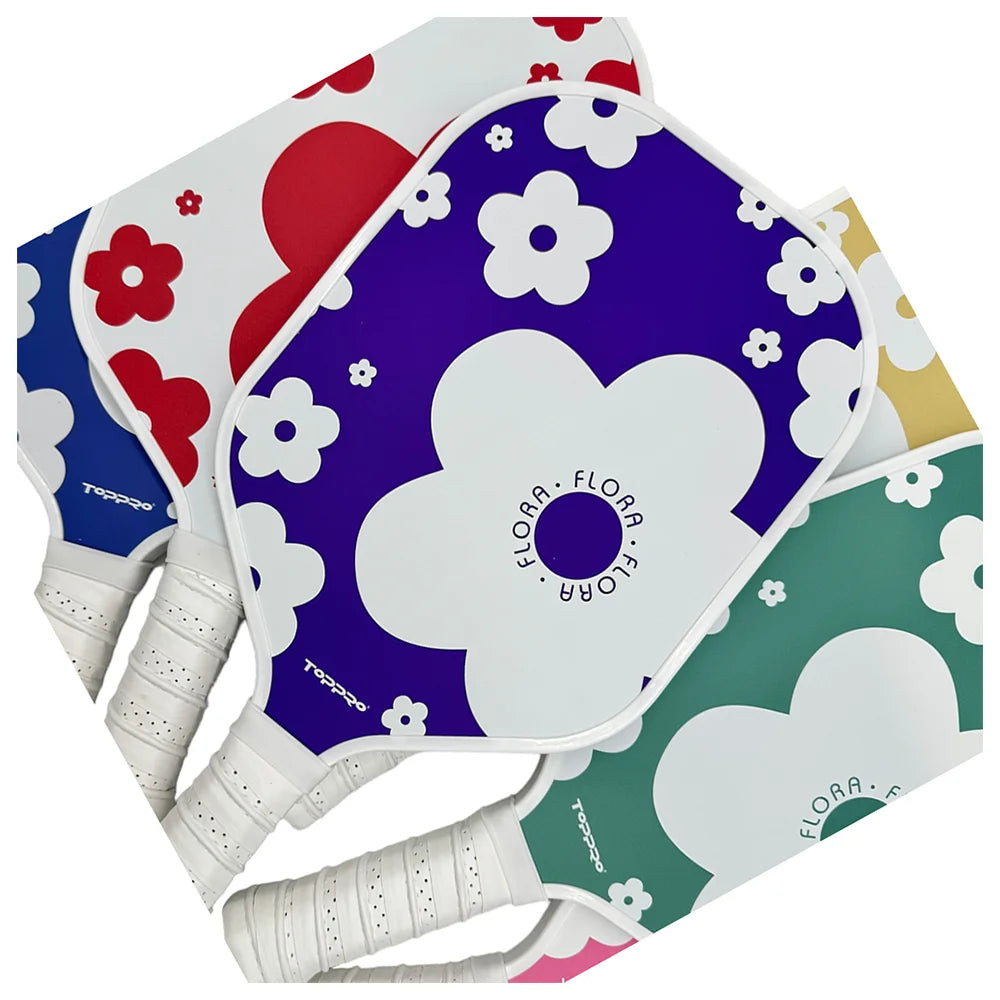 TOPPRO Flora Pickleball Paddle with Polypropylene Honeycomb Core Glass Fiber Face PU Grip 14mm Thickness