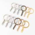 Wholesale 25mm 30mm Split Flat Key Ring Light Metal Zinc Alloy Keychain with Chain Accessories