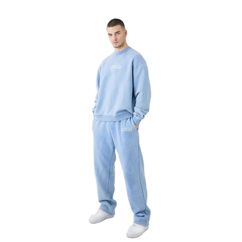 Oversized Printed Fleece Tracksuit Men Women Set Custom Logo Pullover Zip Stand Collar Sweatshirts Jogger Pants Winter Wear