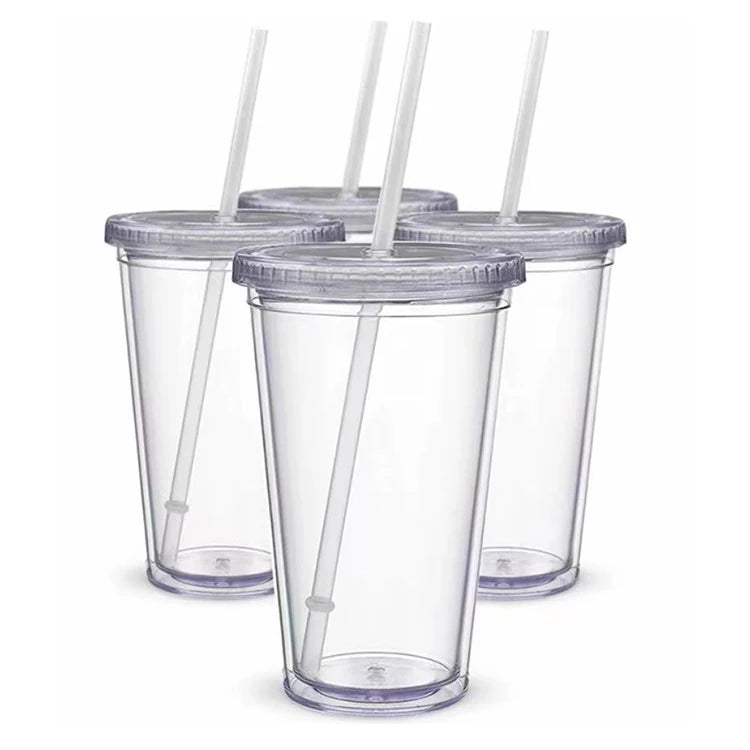 24oz clear Double Wall Cold Star Acrylic Bucks Cup Matte Tumbler Lids and with Straw