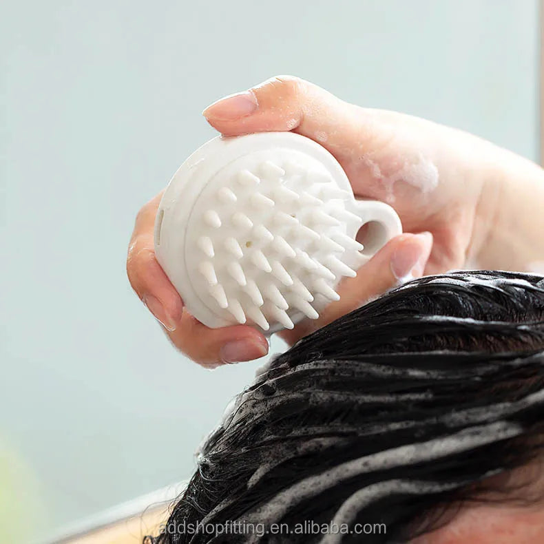 White Waterproof Plastic Silicone TPE Single Tier Shampoo Brush for Hair Growth Cleaning Kitchen & Living Room Use