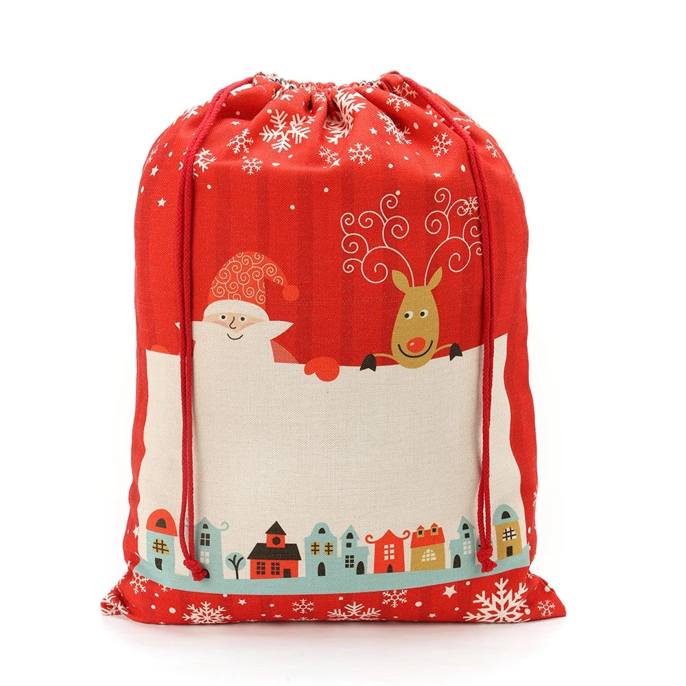 Wholesale Sublimation Blanks Linen Christmas Sacks Christmas Gift Bags