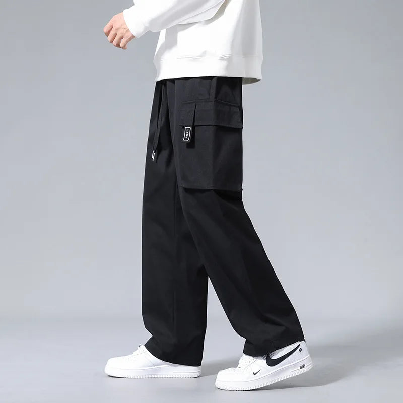 China Bangladesh Factory Price OEM Customized Logo Embroidery Ice Silk Straight Leg Loose Fit Men Cargo Pants MegaBDM