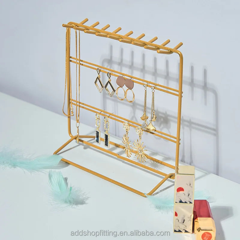 3-Layer Modern Gold Metal for Jewelry Display for Jewelry Shop