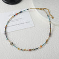 Fashion Original Vintage Handmade Natural Blue Stone Clavicle Chain Niche Exquisite Ethnic Rice Beaded Necklace