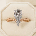 Womens Trendy 2CT S925 14K Gold Religious Moissanite Engagement Ring Pear Cut Halo Wedding Party Gift IGI Certified