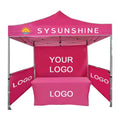 Pink Pop up Canopy Tent Featuring Customizable Logo Spaces on Top Backdrop Side Panels Perfect for Brand Promotion at Events