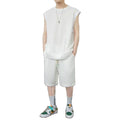 OEM Custom logo Embroidery Printed Design Summer Men's Loose Short-sleeved Waffle Casual Vest Short-sleeved Sports Shorts Suit