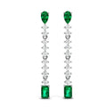 925 Sterling Silver Vivid Green Emerald Luxury Chandelier Long Drop Earrings Fine Wedding Jewelry for Women Destiny Jewellery