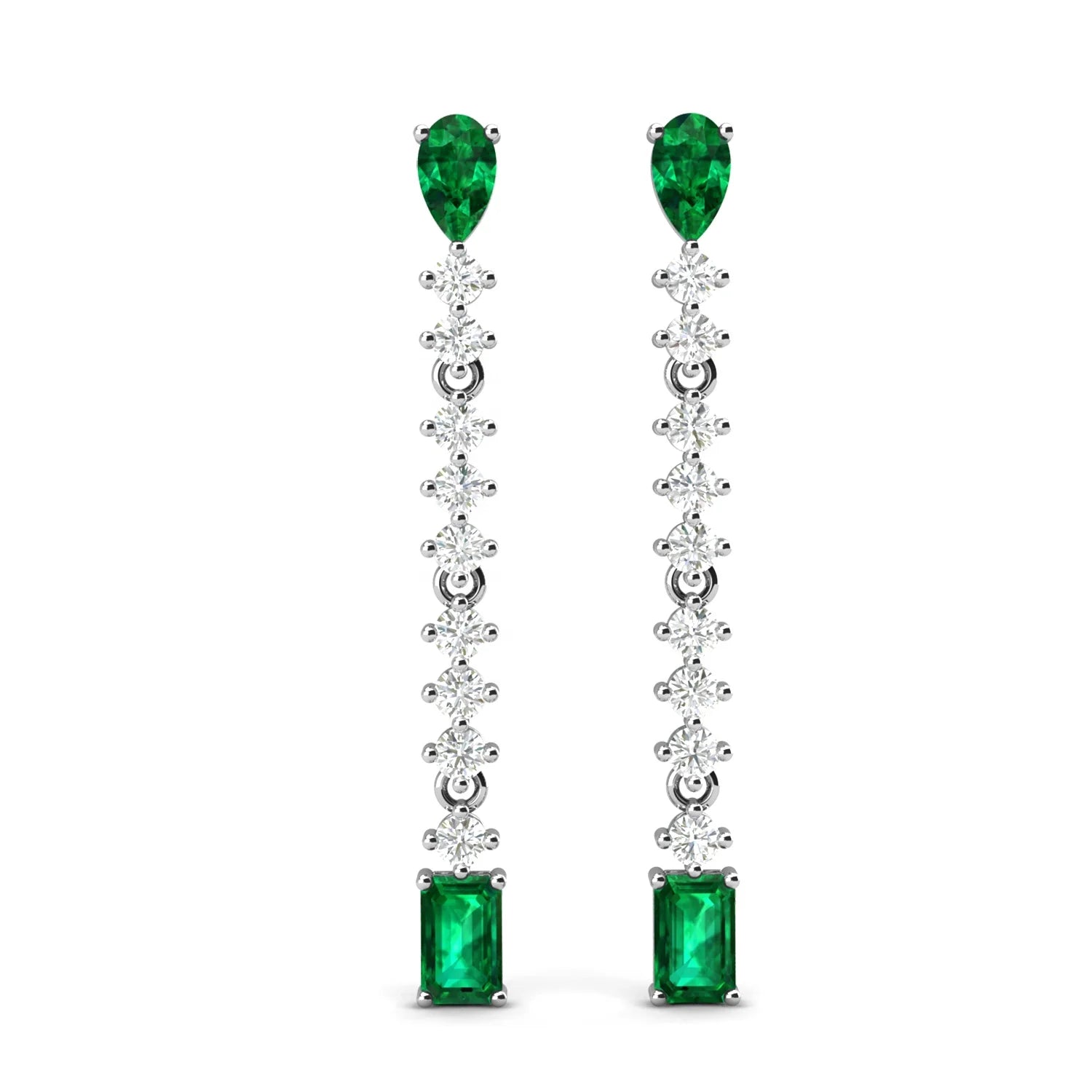925 Sterling Silver Vivid Green Emerald Luxury Chandelier Long Drop Earrings Fine Wedding Jewelry for Women Destiny Jewellery