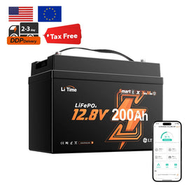 US Stock 12V 200Ah Smart Bluetooth LiFePO4 Battery Bulk Supply Compact Lithium Battery for RV Marine Off Grid Power
