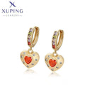 X000788247 XUPING 14K Gold Plated Heart Drop Earrings with Red Crystal & Zircon Fashion Jewelry for Women
