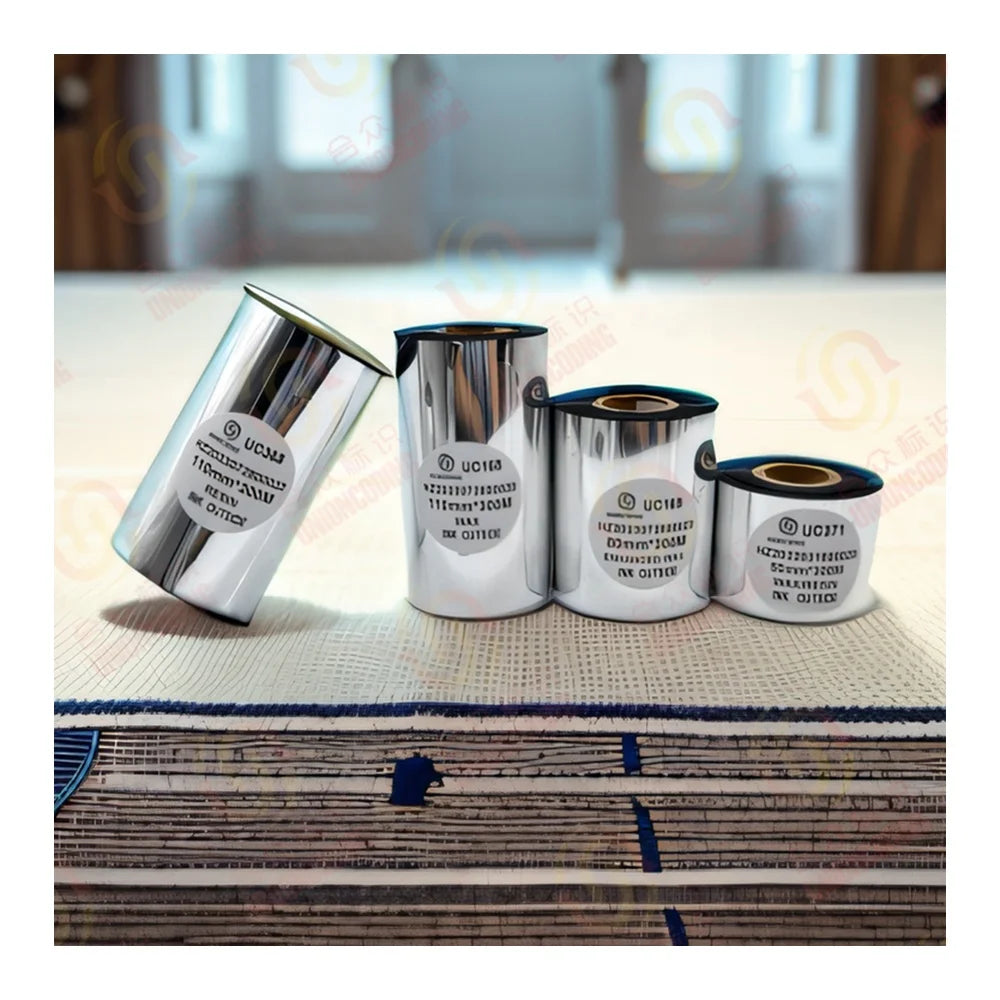 110mm * 300m 1inch Core Thermal Transfer Black Resin Ribbons Compatible Label Tape for UC168 Barcode Printer