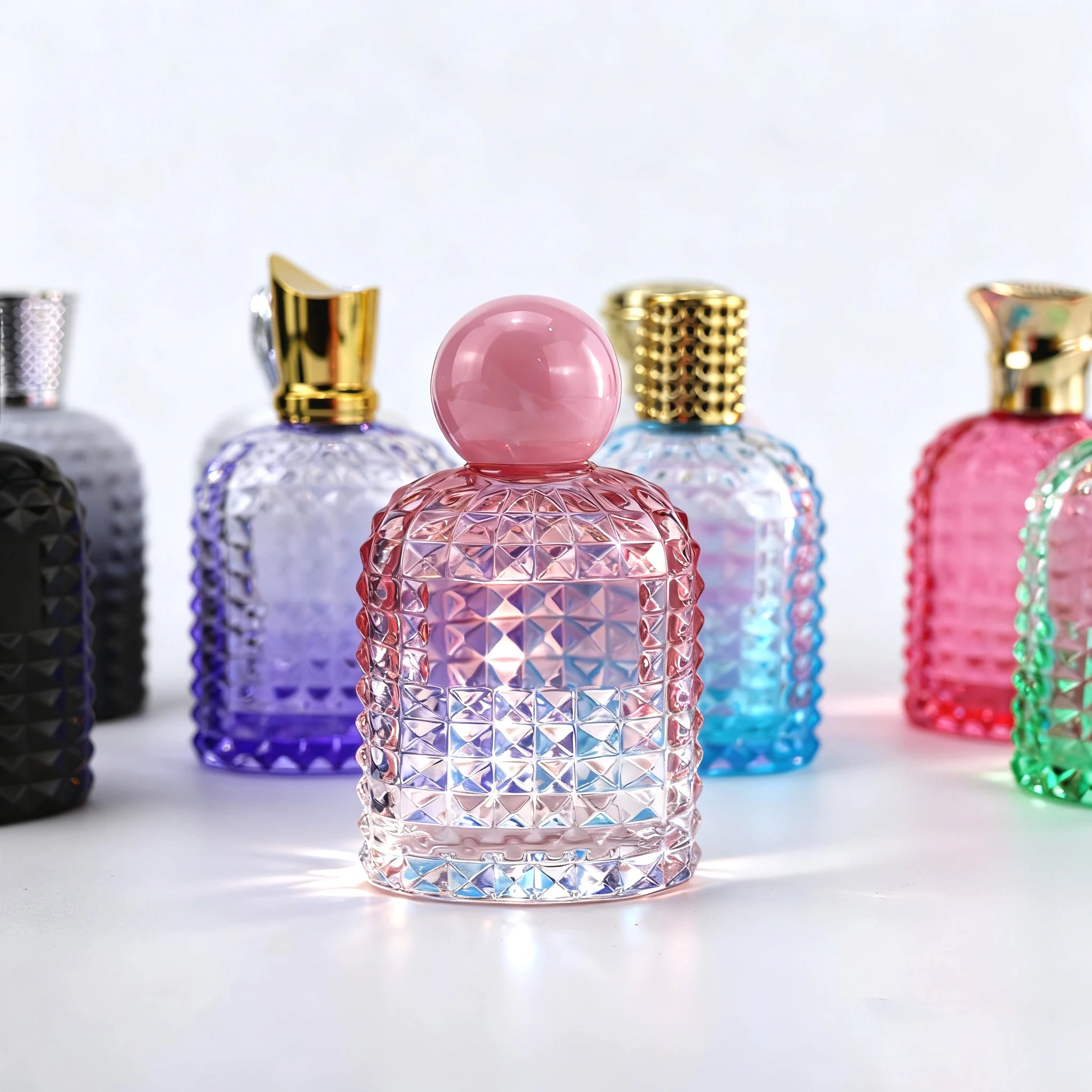 Crimp Type Glass Perfume Bottle Wholesale 30ml 50ml 100ml Empty Sprayer Pump Luxury Reusable Perfume Bottle