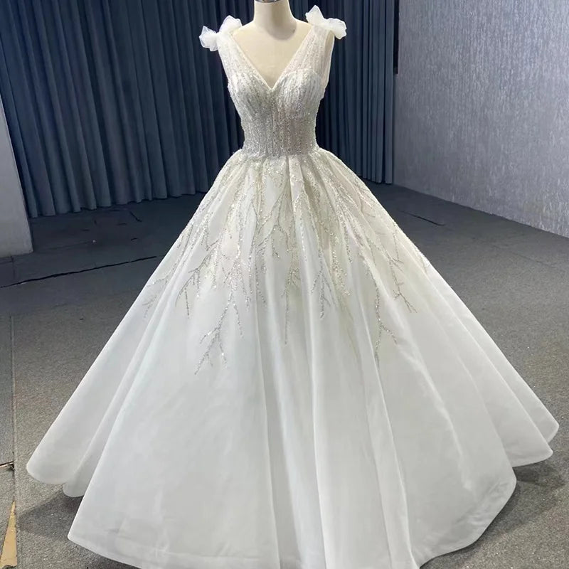 Jancember RSM67534 Modest Sleeveless Lace Sequins As Floor Wedding Gowns Dresses
