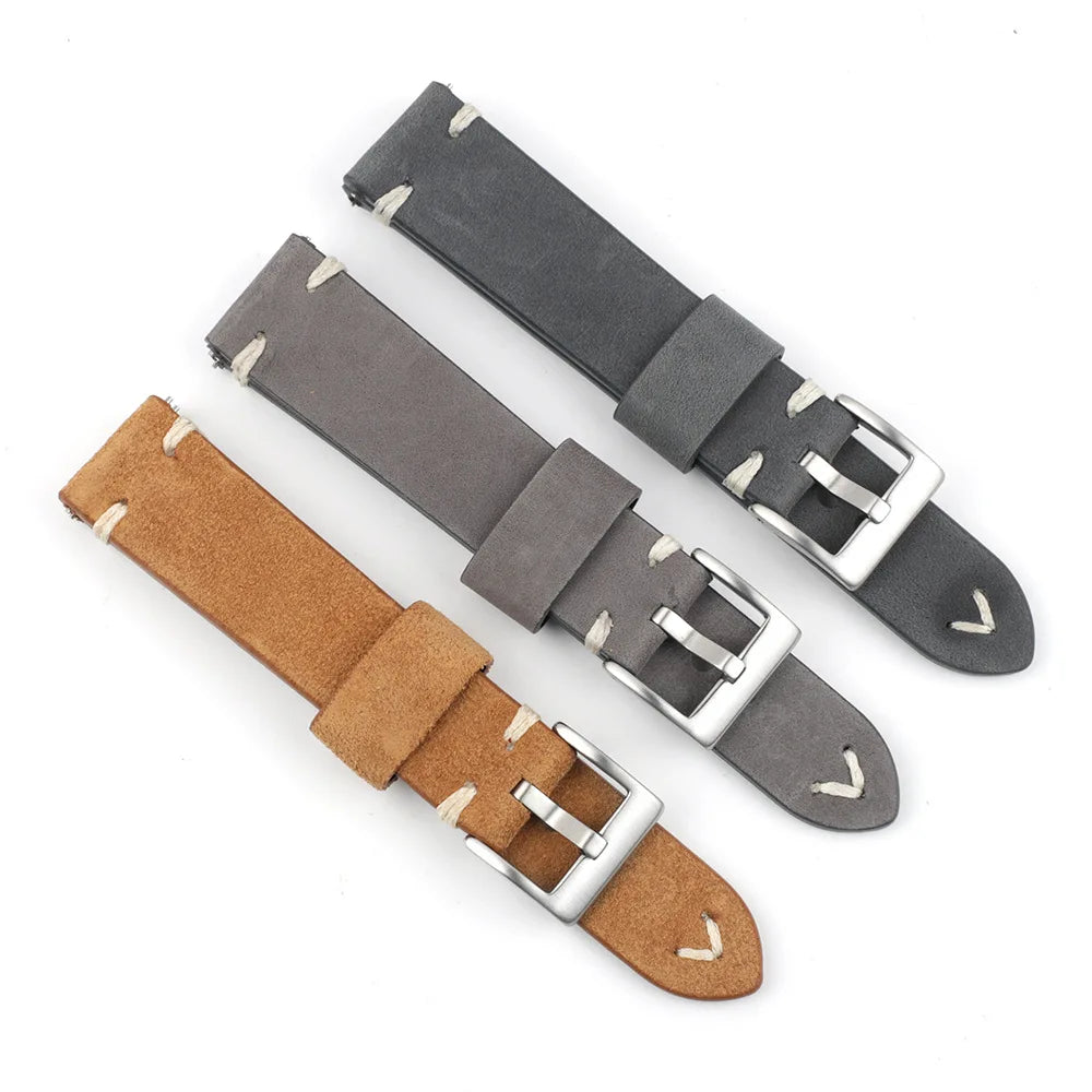 Pulseira De Couro Wrist Watch Band 18mm 20mm 21mm 22mm Men Women Suede Leather Watch Band Strap
